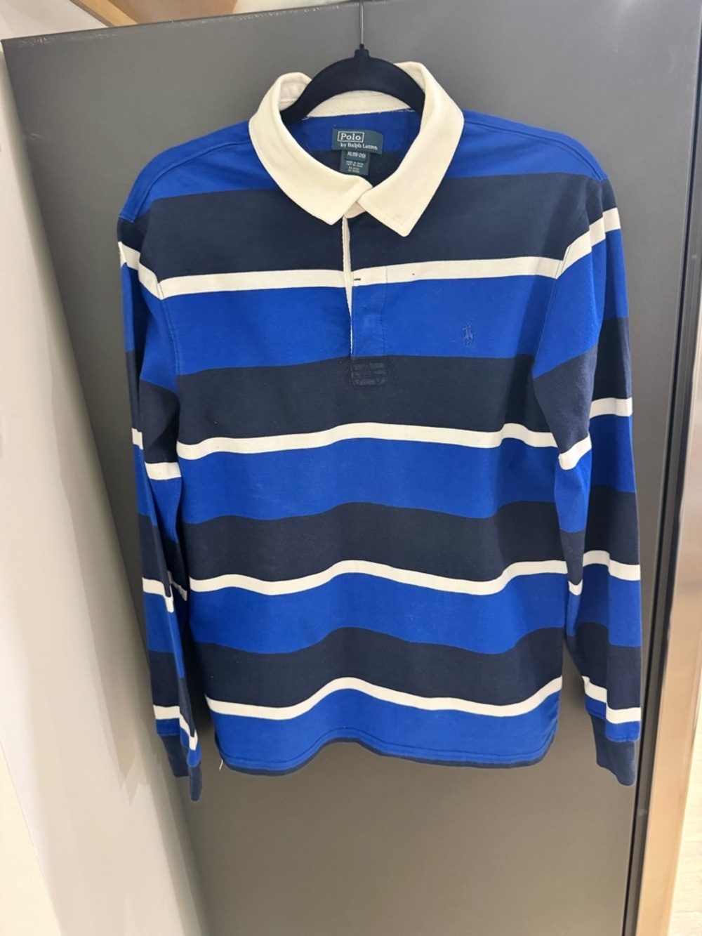 Ralph Lauren Blue, Navy & White Striped Rugby Polo